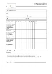 English Worksheet: Evaluation sheet for oral presentations