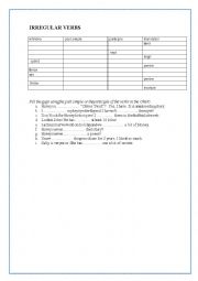 English Worksheet: Irregular verbs test