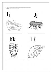 Naming the pictures letters i,j,k,l