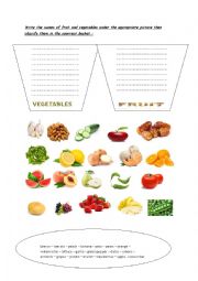 English Worksheet: fruit and vegetables