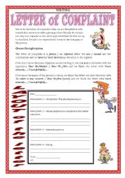 English Worksheet: WRITING - letter of complaint part 1