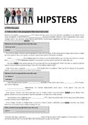 English Worksheet: Hipsters Mixed Grammar and Vocabulary Work