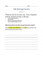 English Worksheet: ESL Writing Practice