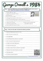 English Worksheet: George Orwells 1984 Summary (video listening)