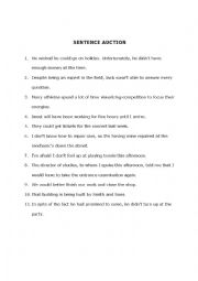 English Worksheet: sentence auction