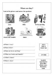 English Worksheet: Where are they?