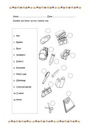 English Worksheet: Match the classroom objects