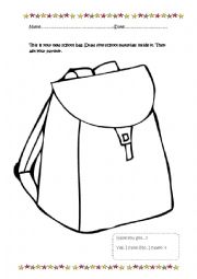 English Worksheet: My schoolbag