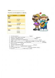 English Worksheet: adverbs
