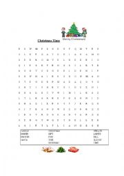 English Worksheet: Christmas time wordsearch
