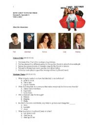 English Worksheet: How I Met Your Mother (Season 01 Episode 11)