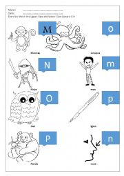 Matching exercise for upper-lower letters m,n,o,p