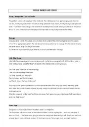 English Worksheet: English songs and games