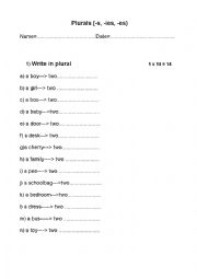 English Worksheet: Plurals