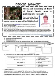 English Worksheet: David Bowies death - become a TV presenter !