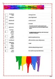 English Worksheet: Colour Related Idioms - Matching Pairs