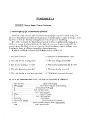 English Worksheet: Reading present simple/present continuous
