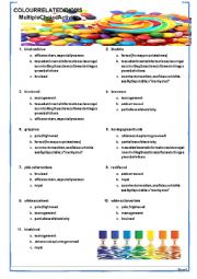 Colour Related Idioms - Multiple Choice Activity