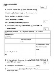 English Worksheet: Present continuous grammar and vocabulary test