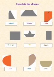 English Worksheet: Complete the shapes.
