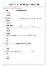English Worksheet: subject-verb agreement exercises 