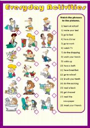 English Worksheet: Everyday Activities