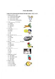 English Worksheet: Food and Drink - MCQ with Pictures