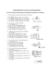 English Worksheet: GIVING DIRECTIONS - MULTIPLE CHOICE QUESTIONS