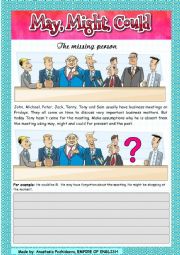 English Worksheet: May, Might, Could for making assumptions + video 