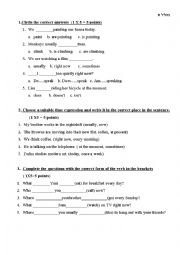 English Worksheet: Present Simple and Present progressive 