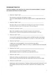 English Worksheet: Defining Meaning Through Context
