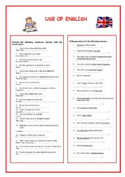 English Worksheet: USE OF ENGLISH