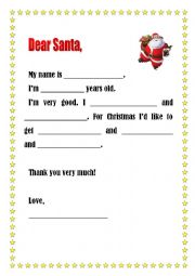 English Worksheet: Letter to Santa