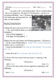 English Worksheet: Mr. Lionel Andres Messi 
