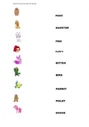 English Worksheet: Disney pets match game