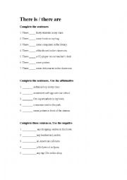 English Worksheet: There is/There are 