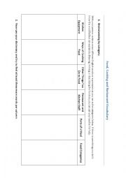 English Worksheet: Food, Cooking and Restaurant Vocabulary