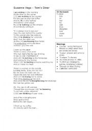 English Worksheet: Toms Dinner Song for Present Continuous 