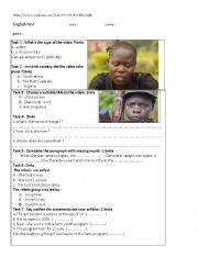 English Worksheet: test child soldiers video-listening comprehension 