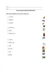 English Worksheet: Furniture and Households Objects