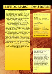 English Worksheet: Life on Mars? David Bowie