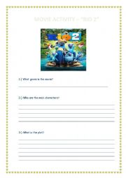 English Worksheet: Movie Activity: Rio 2