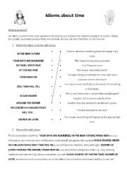 English Worksheet: Idioms about time