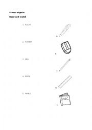 English Worksheet: School objects