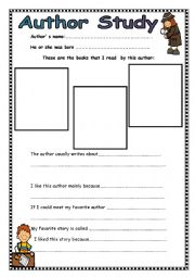 English Worksheet: Author s study