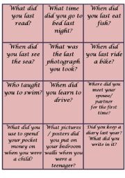 Past Simple - Conversation cards