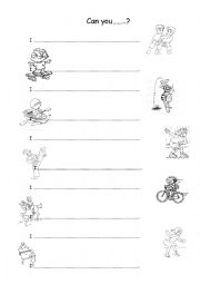 English Worksheet: Can you...?