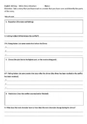 English Worksheet: English Writing - Write Story Structure