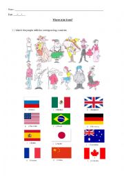 English Worksheet: Countries and ationalities worksheet