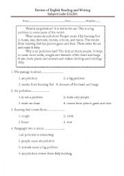 English Worksheet: reading comprehension